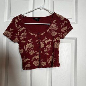 Forever 21 Mauve Floral Crop Top - Medium